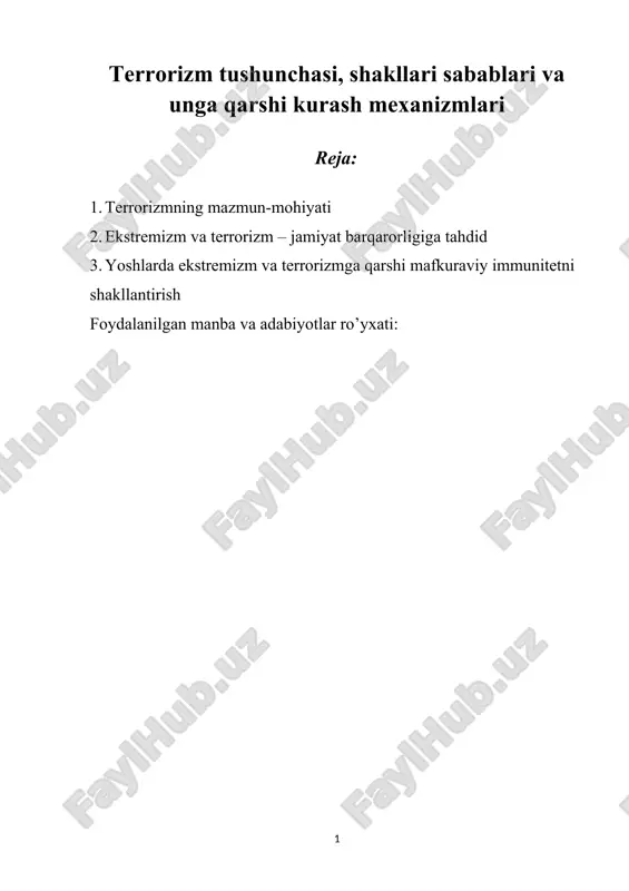 ekstremizm va terrorizm — DOCX