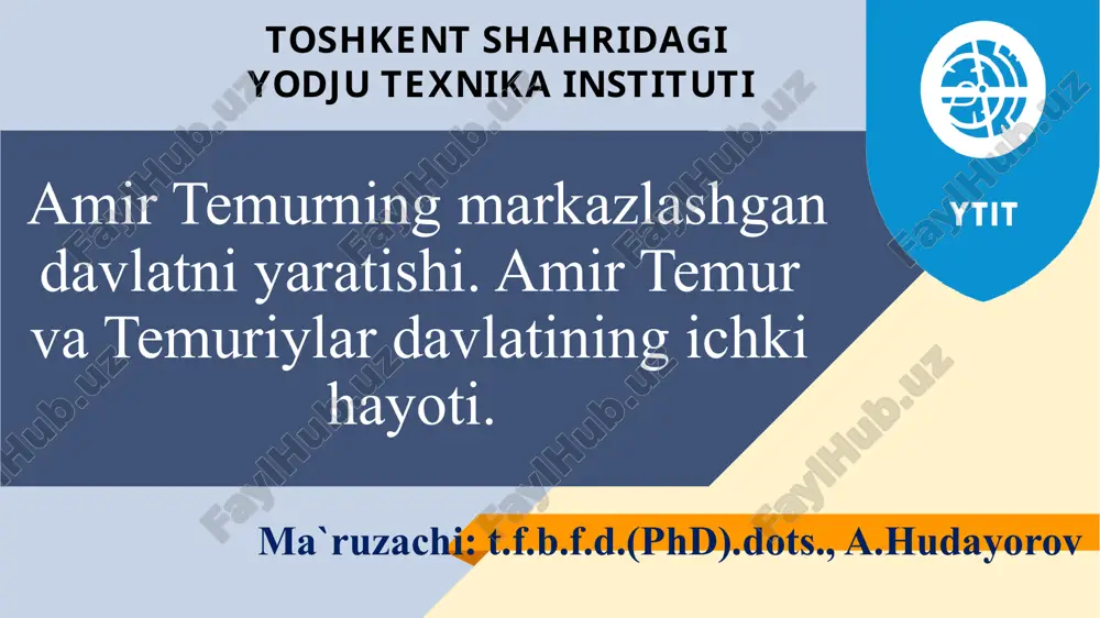 amir temur va temuriylar davlati — PPTX