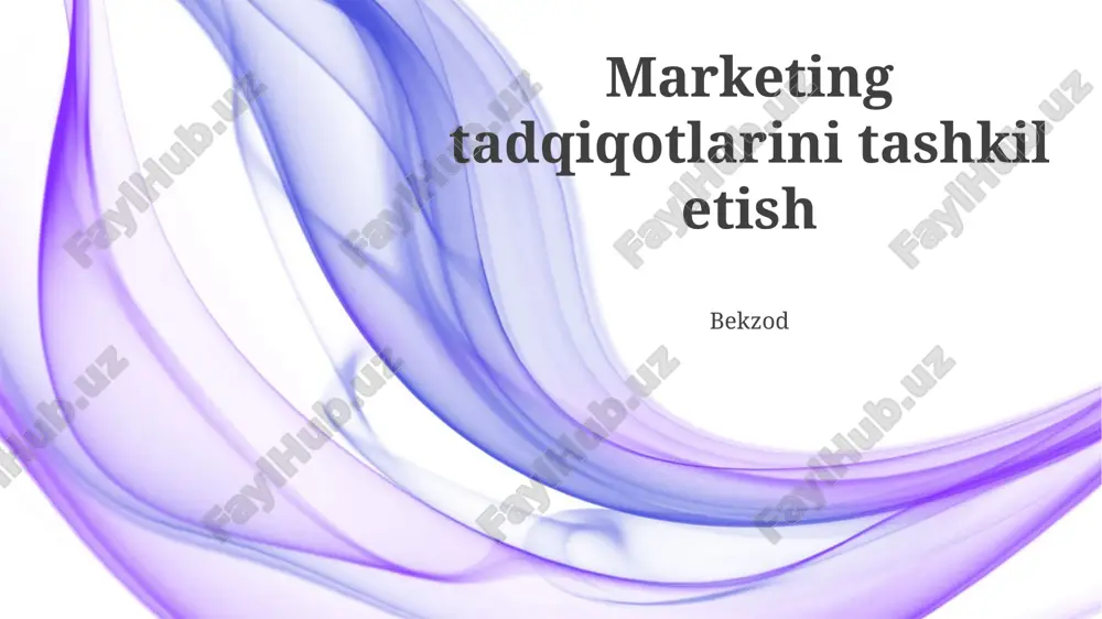 marketing tadqiqotlarini tashkil etish — PPTX