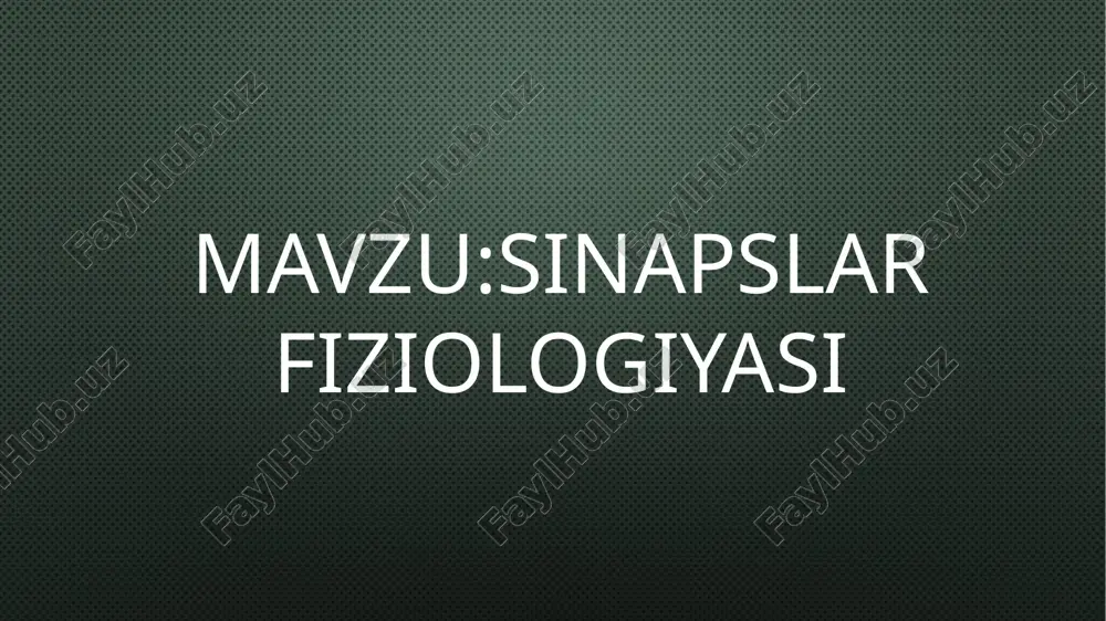sinapslar fiziologiyasi — PPTX