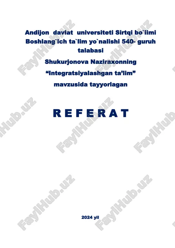 integratsiyalashgan ta'lim — DOCX