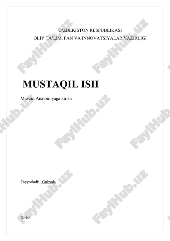 anatomiyaga kirish — DOCX