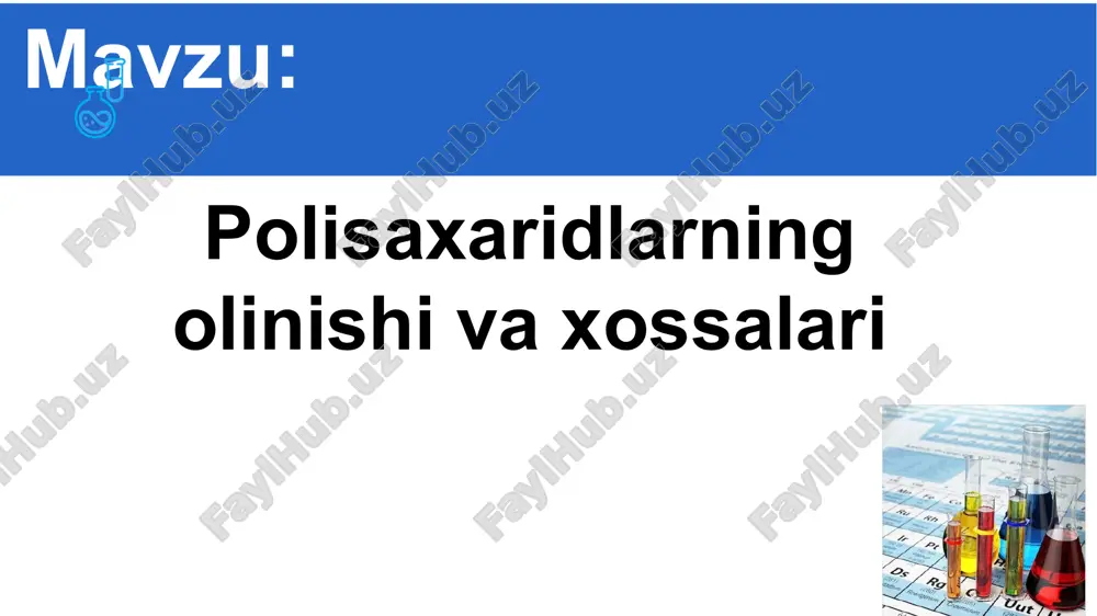 polisaxaridlarning olinishi va xossalari — ZIP