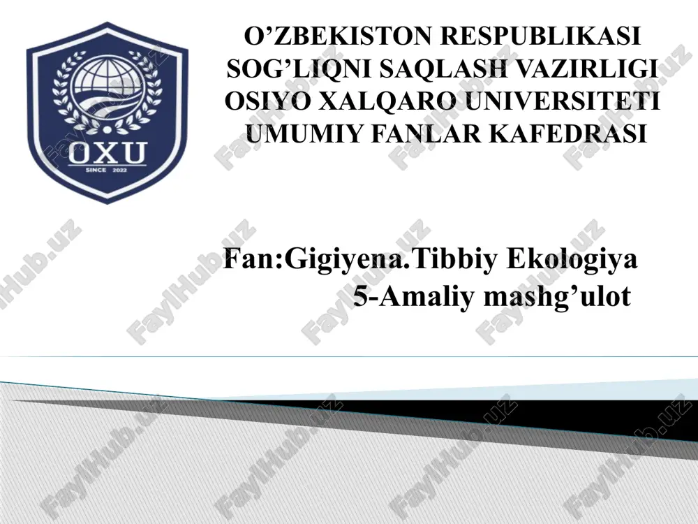 gigiyena va tibbiy ekologiya — PPTX