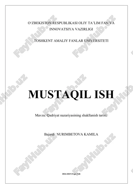 qadriyat nazariyasining shakllanish tarixi — DOCX