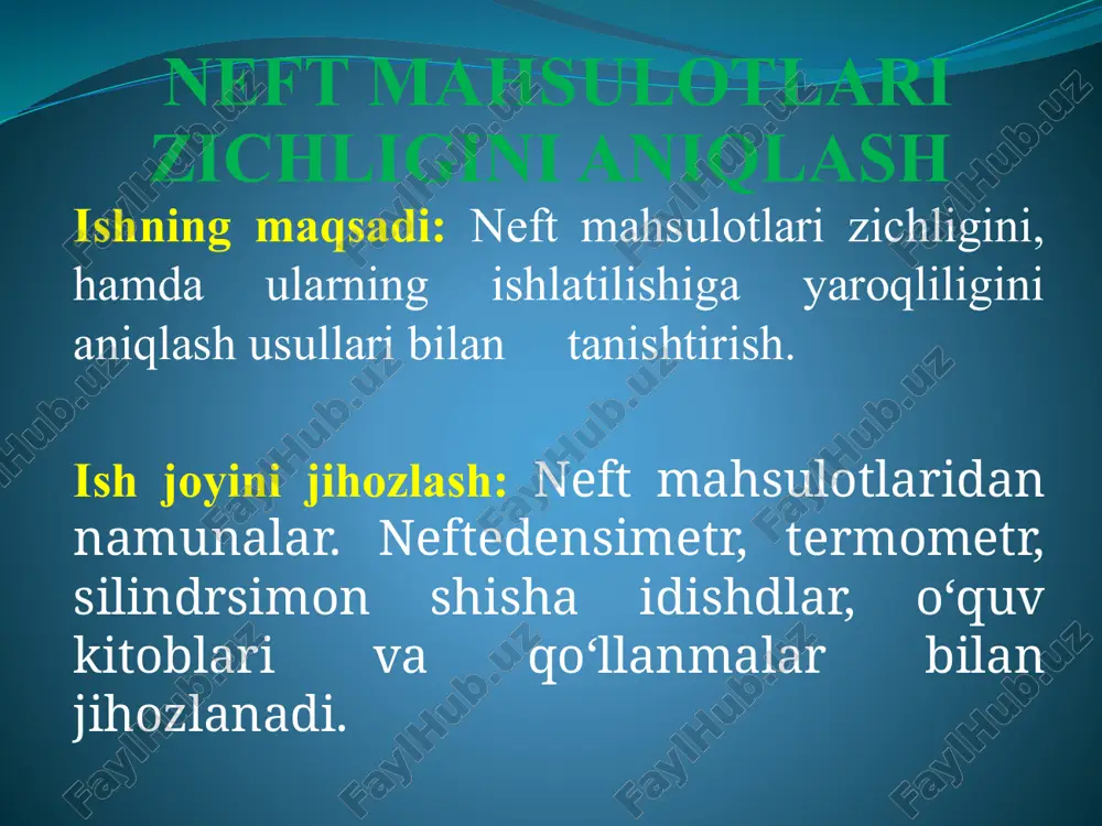 neft mahsulotlari zichligini aniqlash — ZIP