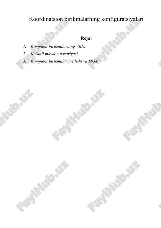 koordinatsion birikmalarning konfiguratsiyalari — ZIP