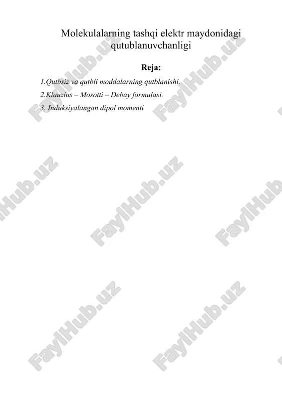 molekulalarning tashqi elektr maydonidagi qutublanuvchanligi — ZIP
