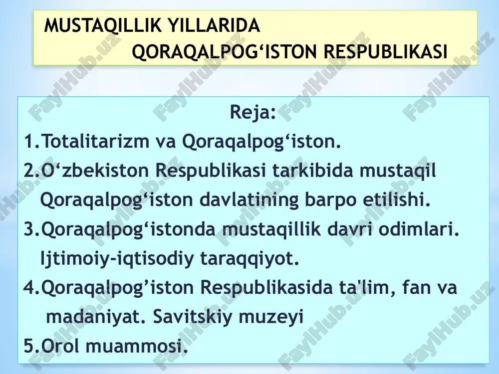 qoraqalpog'iston respublikasi — PPTX