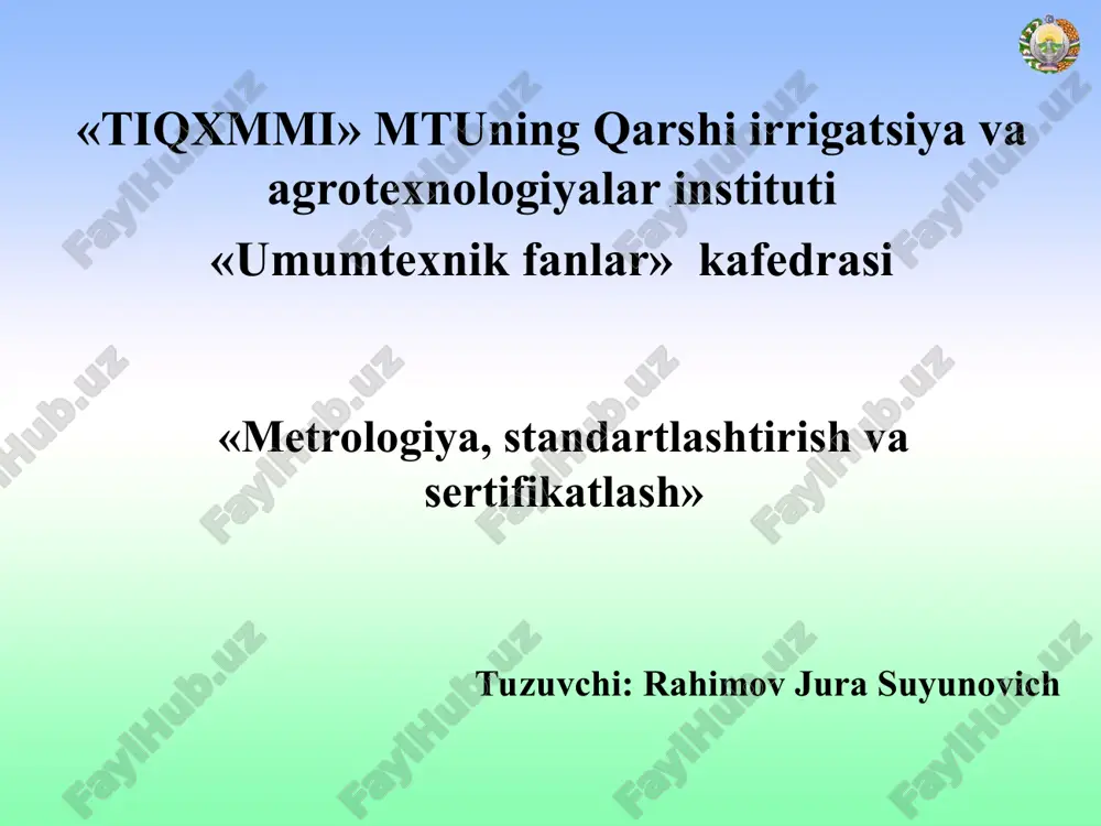 o‘lchash usullari va vositalari — PPT