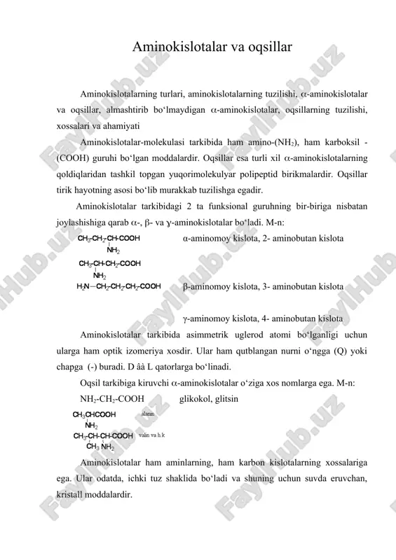 aminokislotalar va oqsillar — ZIP