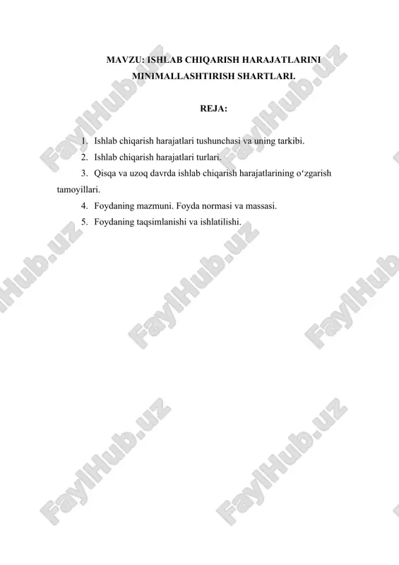 ishlab chiqarish harajatlari — DOCX