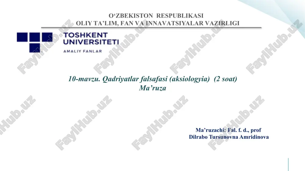 qadriyatlar falsafasi (aksiologiya) — PPTX