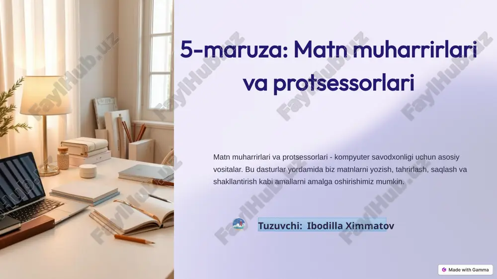 matn muharrirlari va protsessorlari — PPTX