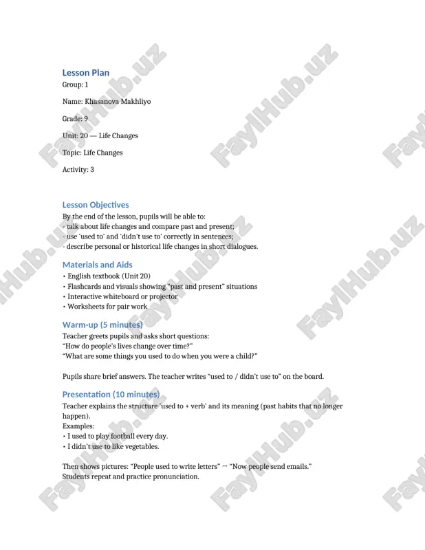 lesson plan — DOCX
