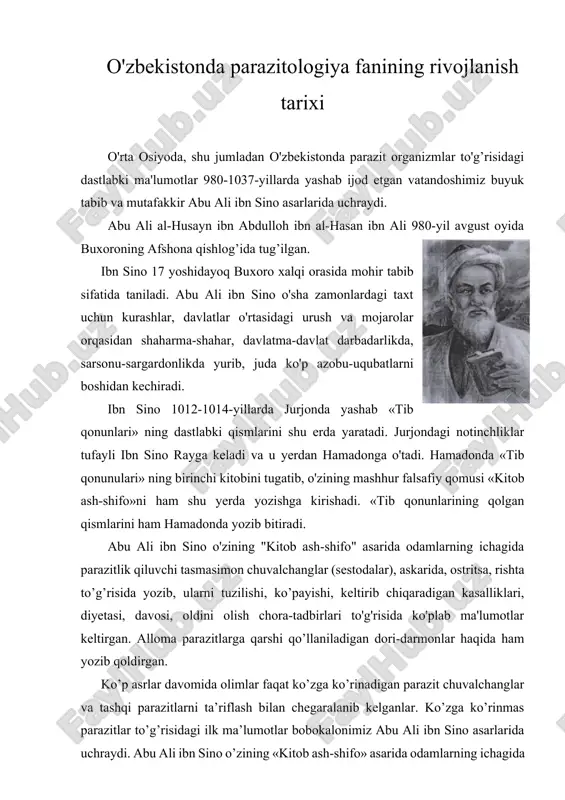 o'zbekistonda parazitologiya fanining rivojlanish tarixi — ZIP