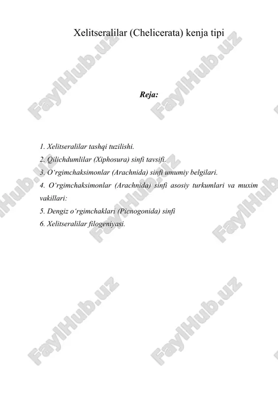 xelitseralilar (chelicerata) kenja tipi — ZIP