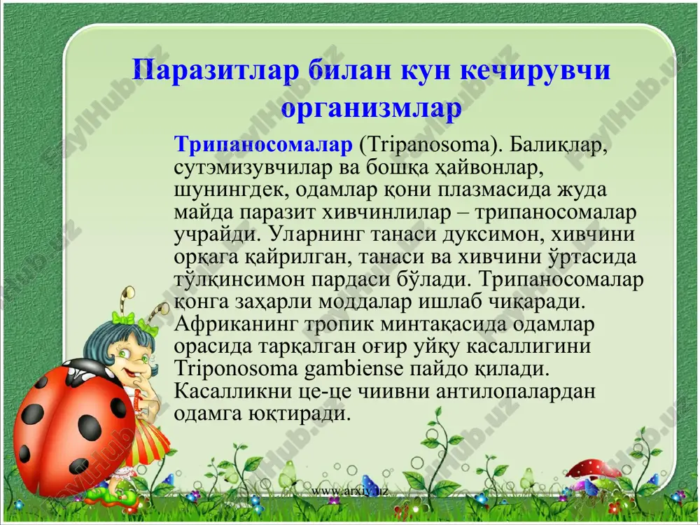 паразитлар билан кун кечирувчи организмлар — ZIP