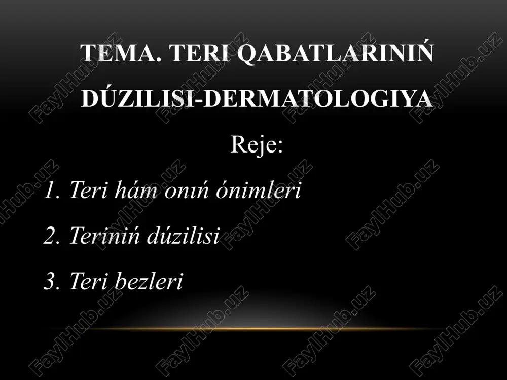 tema. teri qabatlariniń dúzilisi-dermatologiya — PPTX