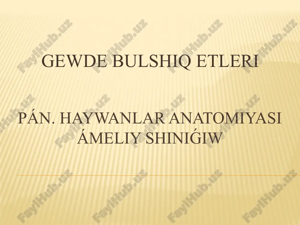 pán. haywanlar anatomiyasi ámeliy shiniǵiw — PPTX