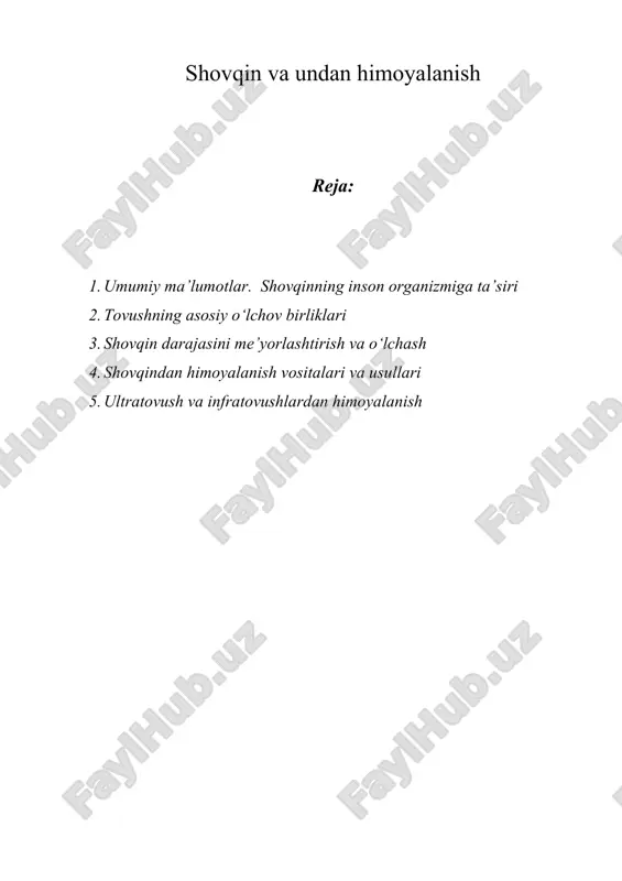 shovqin va undan himoyalanish — DOC