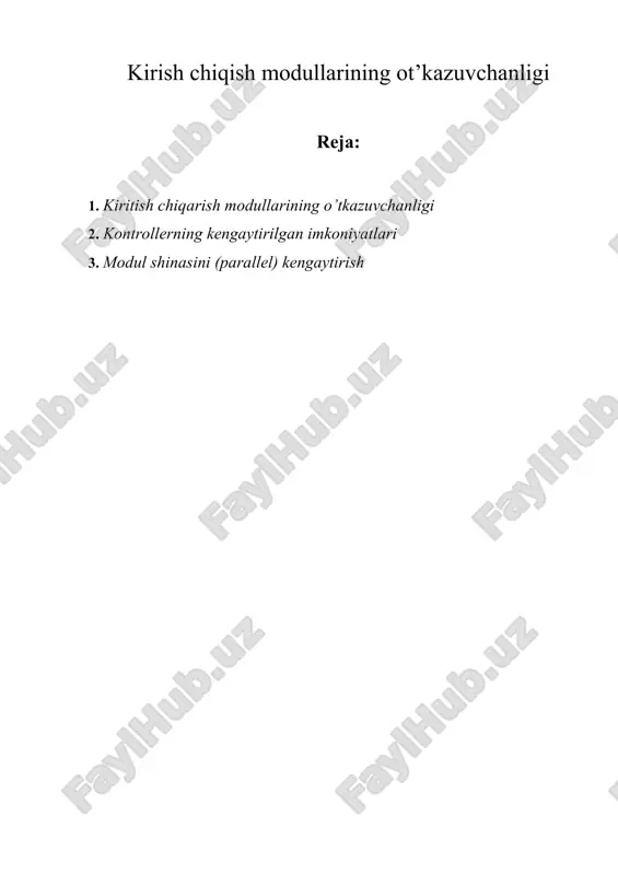 kirish chiqish modullarining otkazuvchanligi — DOC