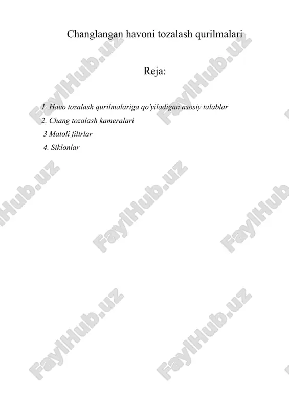 changlangan havoni tozalash qurilmalari — DOCX