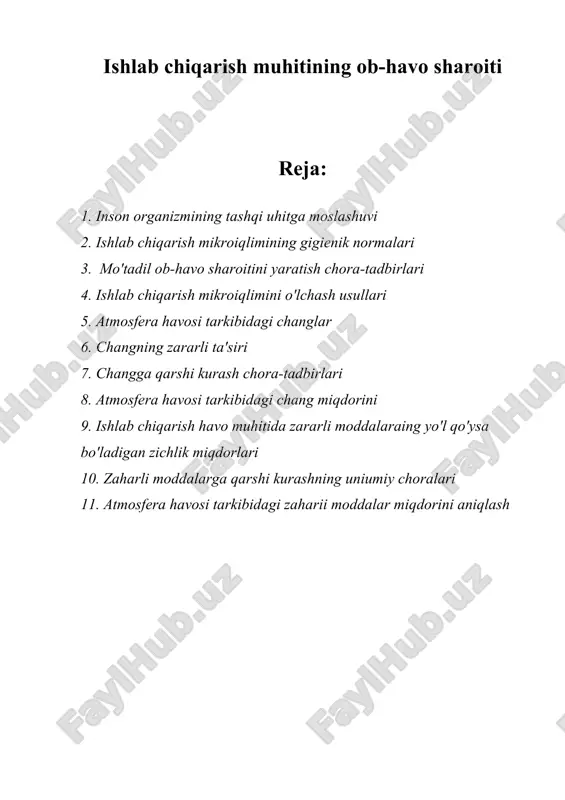 ishlab chiqarish muhitining ob-havo sharoiti — DOCX