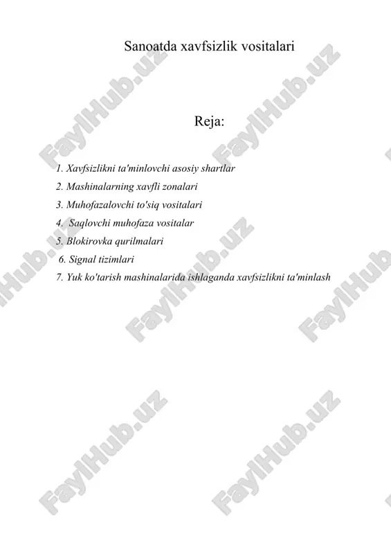 sanoatda xavfsizlik vositalari — DOCX