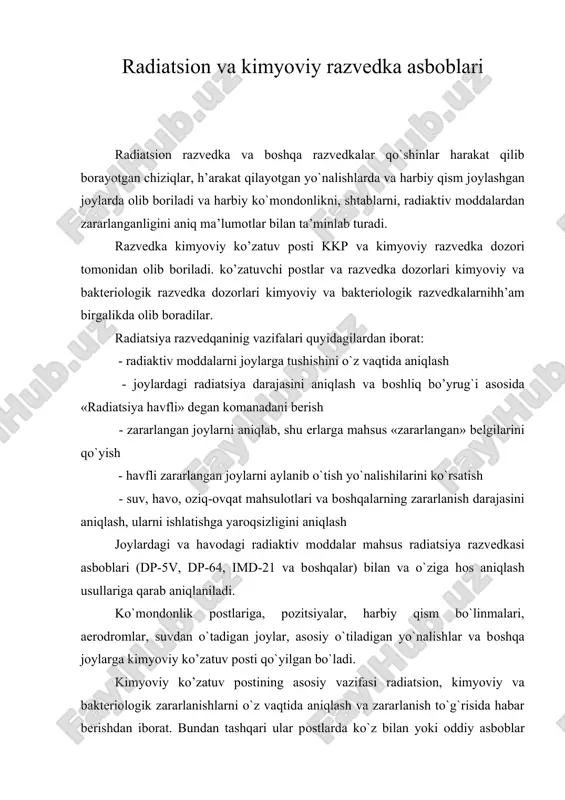 radiatsiоn va kimyoviy razvеdka asbоblari — DOC