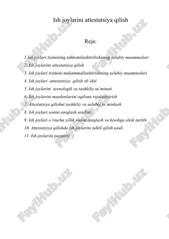 ish joylarini attestatsiya qilish — DOCX