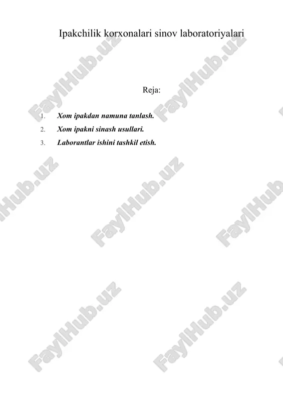 ipakchilik korxonalari sinov laboratoriyalari — DOC