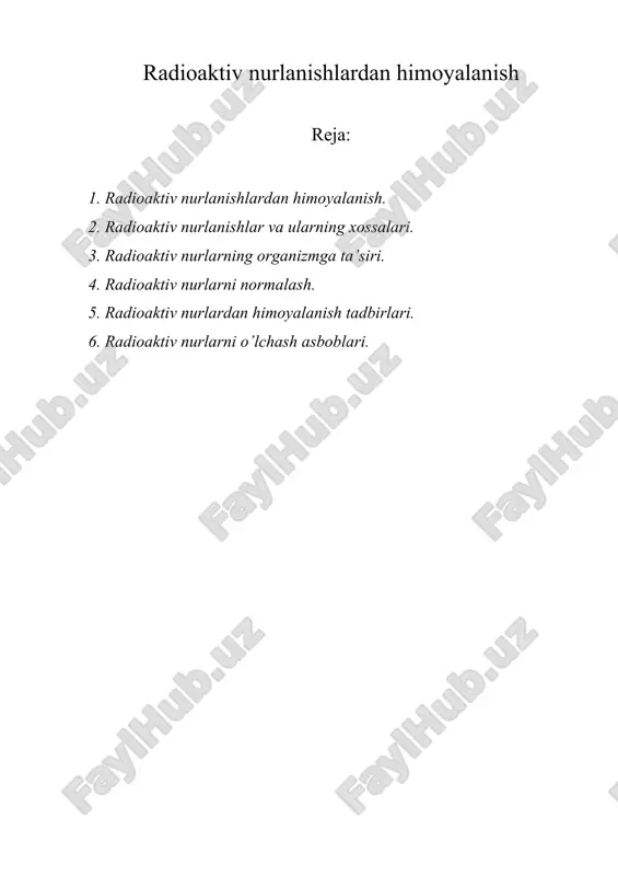 rаdiоаktiv nurlаnishlаrdаn himоyalаnish — DOC