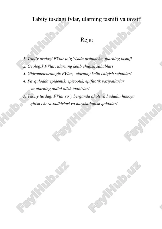 tabiiy tusdagi fvlar, ularning tasnifi va tavsifi — DOC