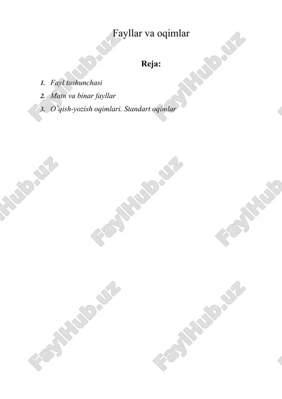 fayllar va oqimlar — DOC