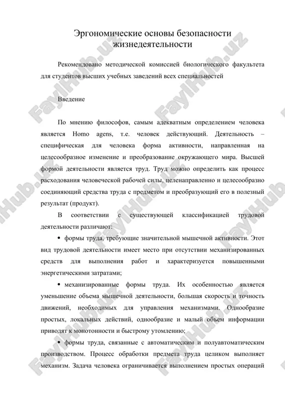 эргономические основы безопасности жизнедеятельности — DOC
