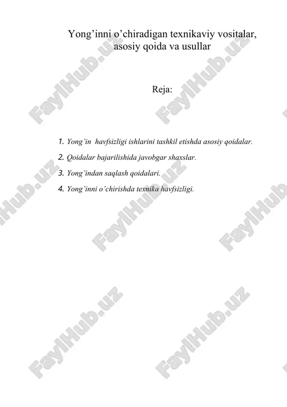 yong’inni o’chirаdigаn tехnikаviy vоsitаlаr, аsоsiy qоidа vа usullаr — DOC