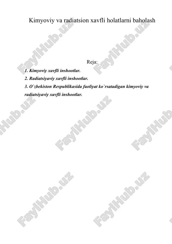 kimyoviy va radiatsion xavfli holatlarni baholash — DOC