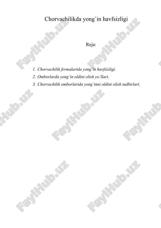 chorvachilikda yong'in xavfsizligi — DOC