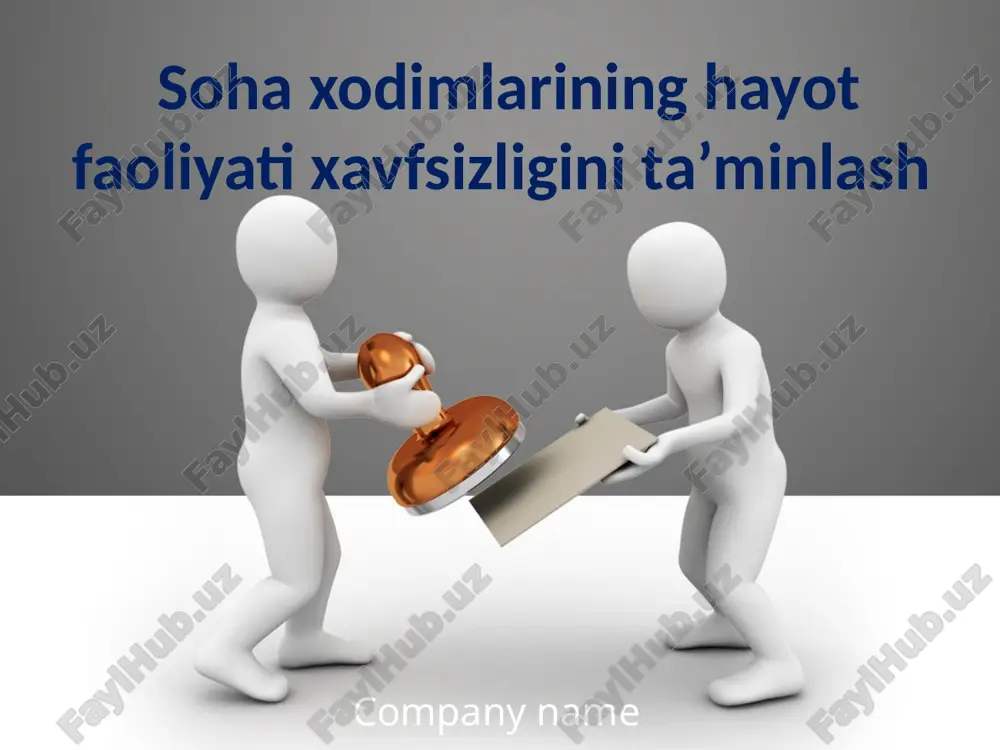 soxa xodimlarining hayot faoliyati xavfsizligini ta’minlash — PPTX