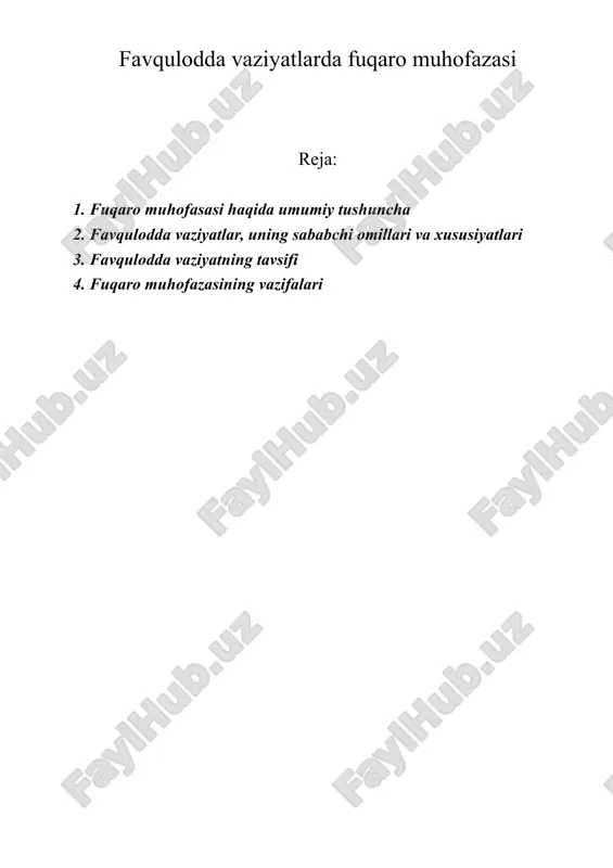favqulodda vaziyatlarda fuqaro muhofazasi — DOC