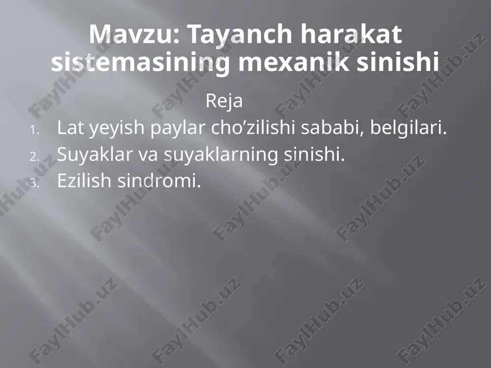 tayanch harakat sistemasining mexanik sinishi — PPTX