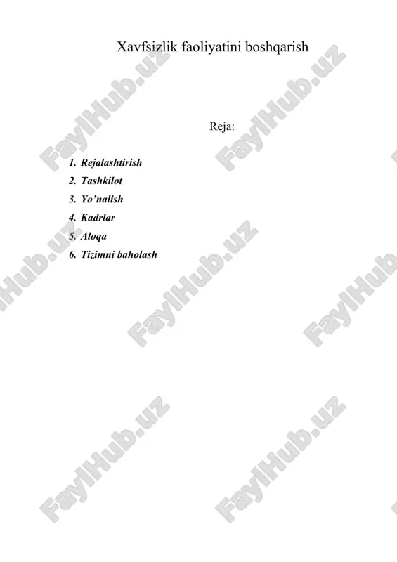 xavfsizlik faoliyatini boshqarish — DOC