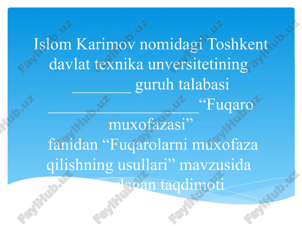 fuqarolarni muxofaza qilishning usullari — PPTX