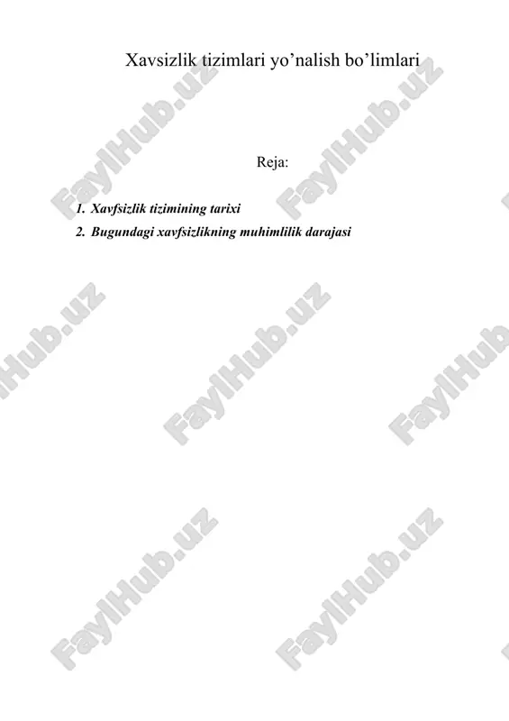 xavsizlik tizimlari yo’nalish bo’limlari — DOC