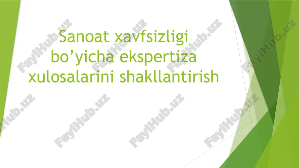 sanoat xavfsizligi bo’yicha ekspertiza xulosalarini shakllantirish — ZIP