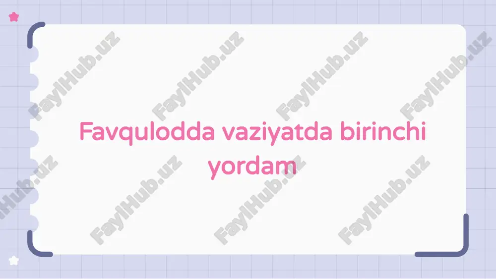 favqulodda vaziyatda birinchi yordam — PPTX