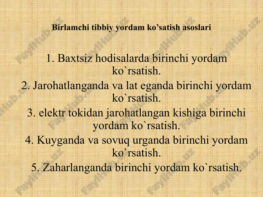 birlamchi tibbiy yordam ko’satish asoslari — PPTX