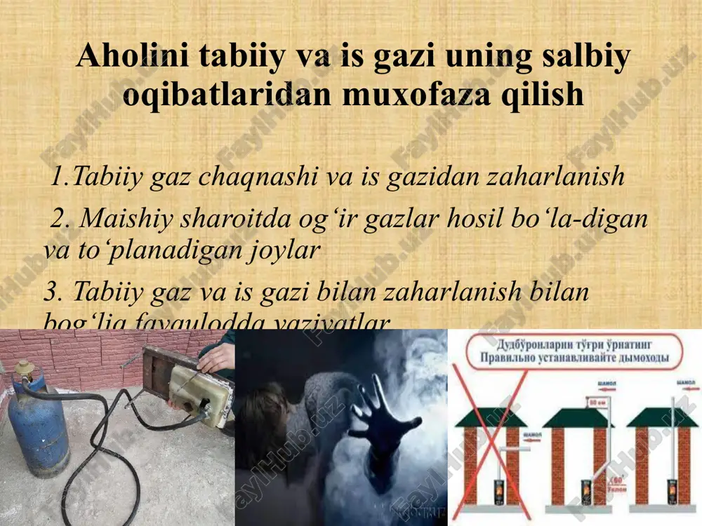 aholini tabiiy va is gazi uning salbiy oqibatlaridan muxofaza qilish — PPTX