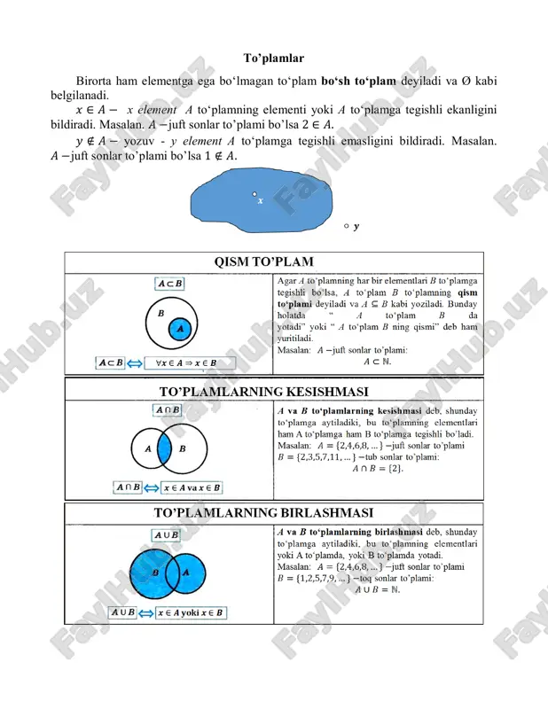 toʻplamlar — PDF